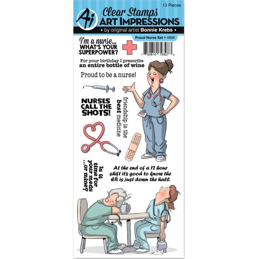 Hampton Art Proud Nurse Art Impressions Stamps