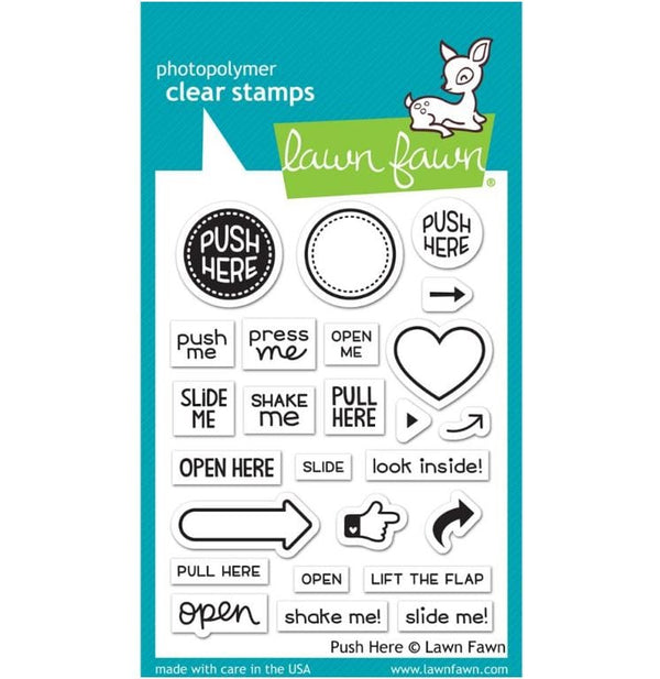 Lawn Fawn Push Here Clear Stamps 3"x 4"