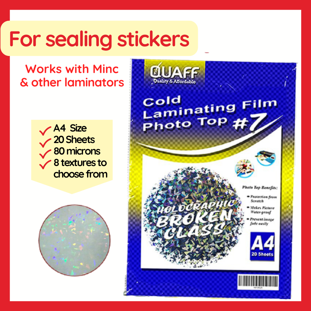 Quaff Cold Laminating Film Photo Top 20 Sheets A4 Size
