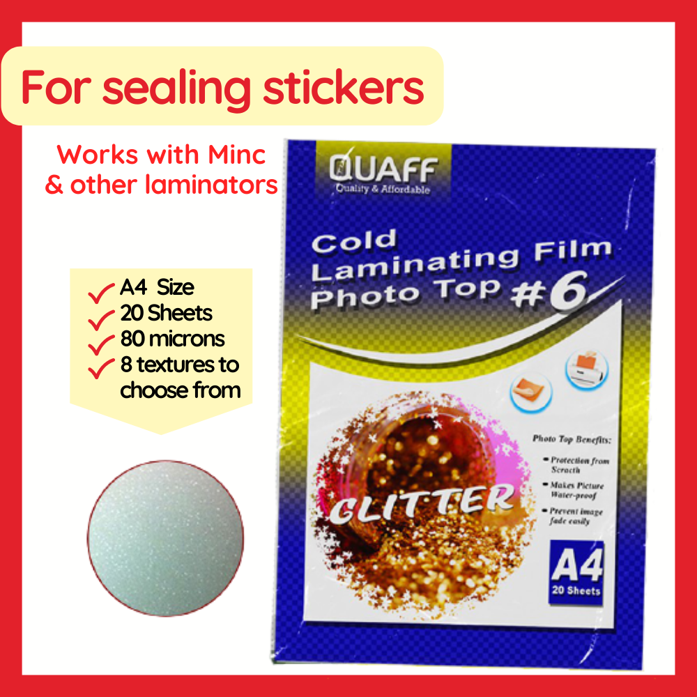 Quaff Cold Laminating Film Photo Top 20 Sheets A4 Size