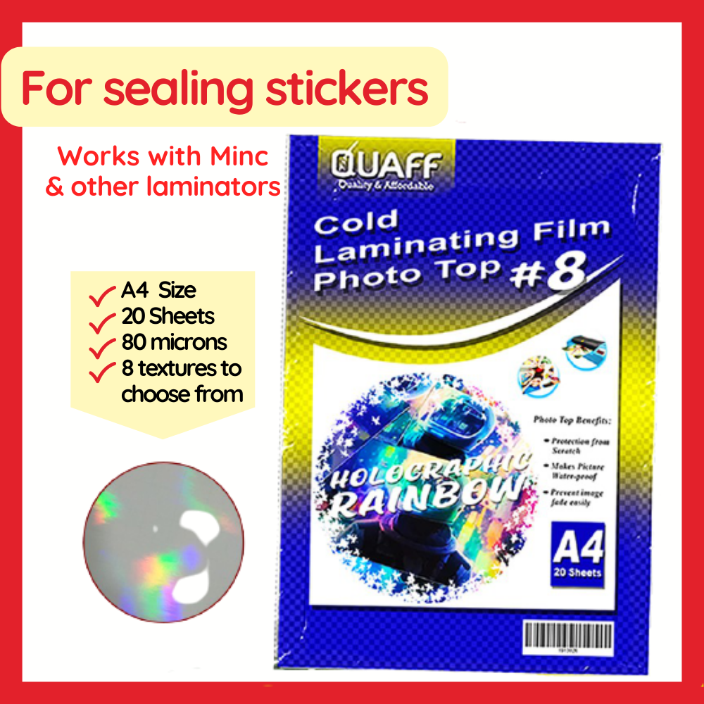 Quaff Cold Laminating Film Photo Top 20 Sheets A4 Size