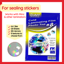 Quaff Cold Laminating Film Photo Top 20 Sheets A4 Size