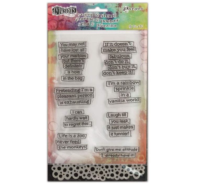 Dylusions Quote Bubbles Clear Stamps and Stencil Set