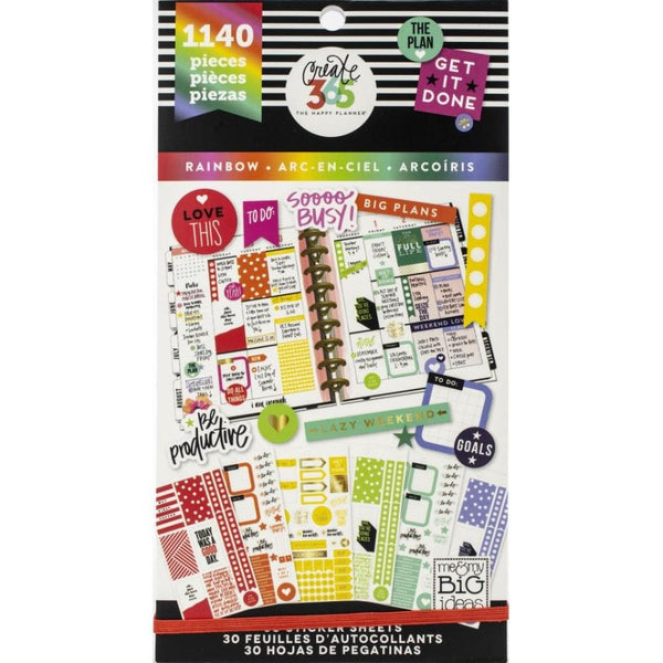 Me and My Big Ideas Rainbow Classic Value Pack Stickers Happy Planner 1140 Stickers