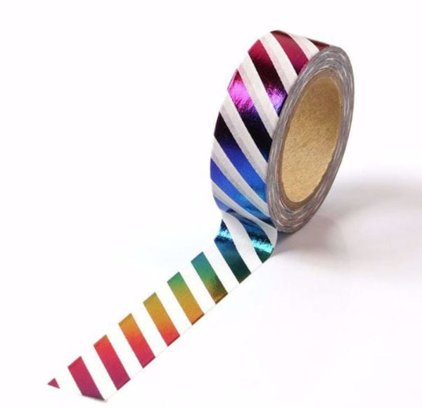 Foil Rainbow Diagonals Washi Tape 15mm x 10m