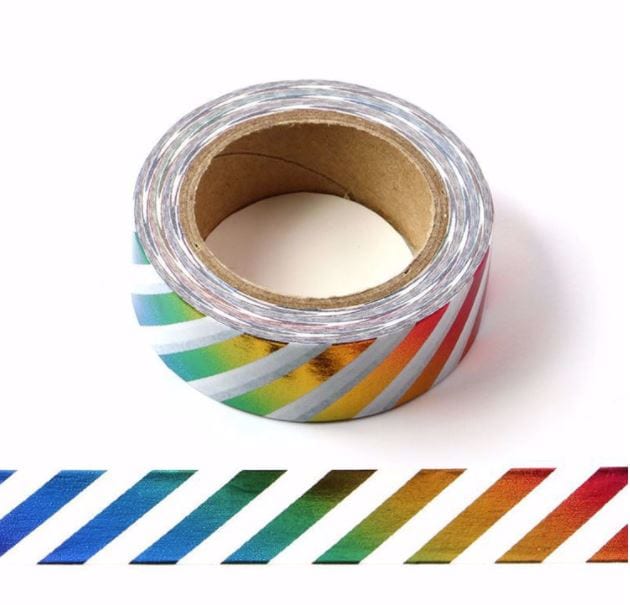 Foil Rainbow Diagonals Washi Tape 15mm x 10m