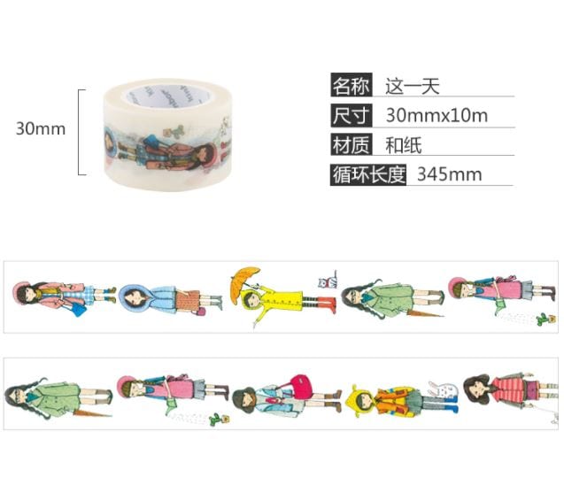 Kinbor Rainy Day Fashion Masking Tape 30mm x 10m