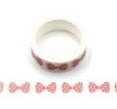 Red Bows with Gold Foil Washi Tape 15mm x 5m