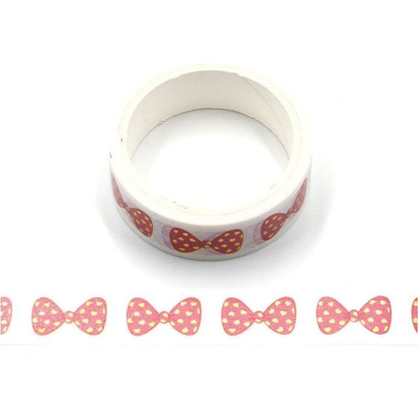 Red Bows with Gold Foil Washi Tape 15mm x 5m