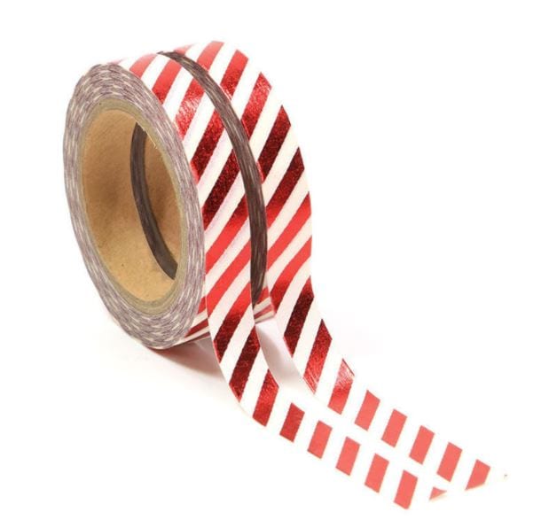 Foil Red Diagonals Washi Tape 2 Rolls 8mm x 10m