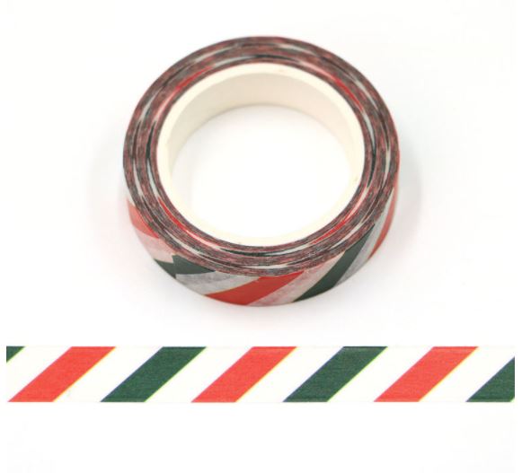 Red and Green Diagonals Christmas Washi Tape 10mm x 10m
