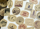 MoCard Retro Labels Around the World Sticker Flakes in a Box