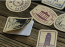 MoCard Retro Labels Around the World Sticker Flakes in a Box