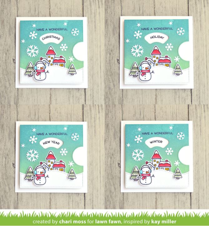 Lawn Fawn Reveal Wheel Holiday Sentiments Clear Stamps 4" x 6"