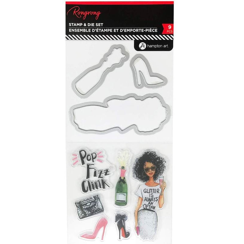 Hampton Art Pop Fizz Rong Rong Stamp & Die Set