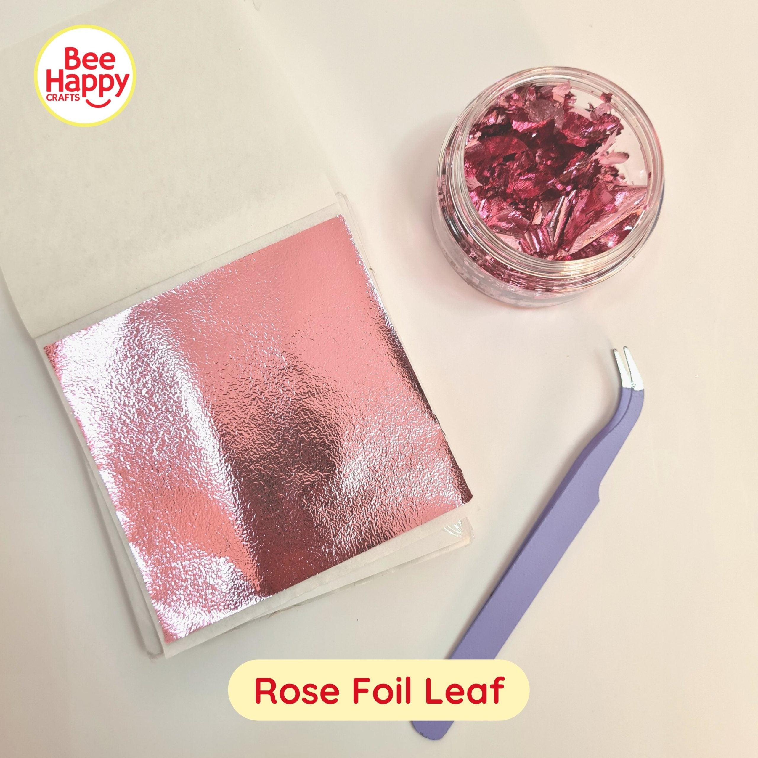 Bee Happy Metallic Foil Leaf Sheets with Jar (Foil for Wax Sealing, Resin, Slime and More)