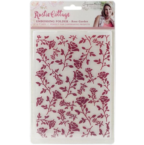 American Crafts Rose Garden Sara Davies Signature Rustic Cottage Embossing Folder 5"X7"