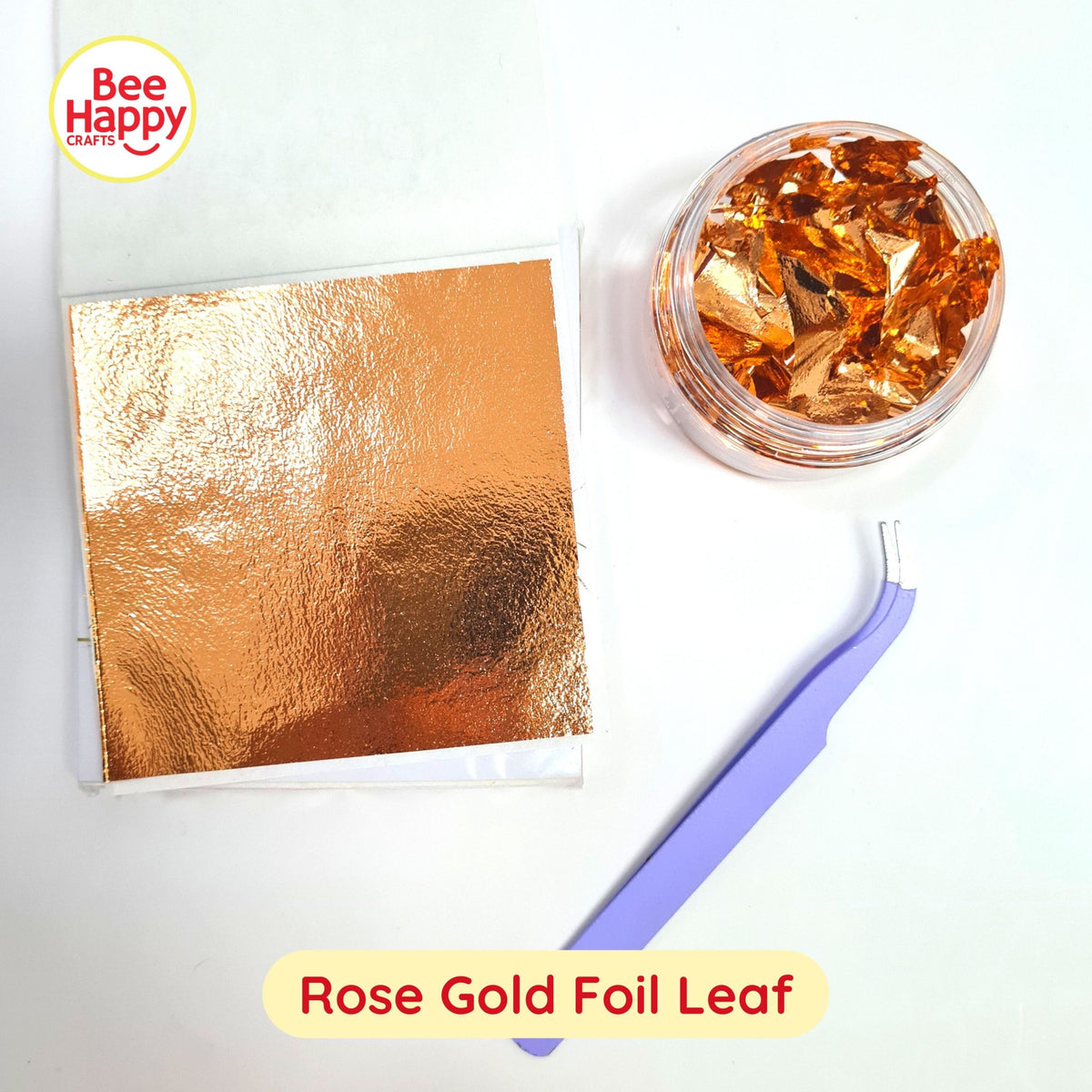 Bee Happy Metallic Foil Leaf Sheets with Jar (Foil for Wax Sealing, Resin, Slime and More)