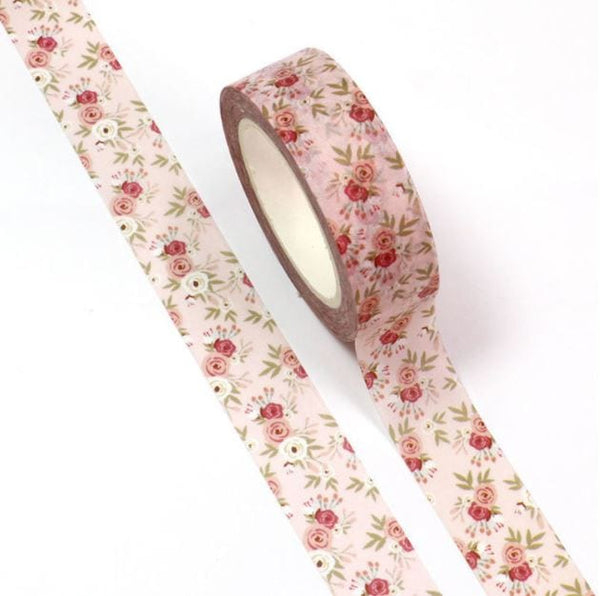 Roses on Soft Pink Washi tape 15mm x 10m