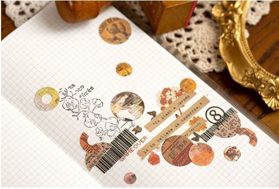 Yuxian Sticker Dots/Round Vintage Sticker Pack (200pcs Various Sizes)