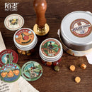 Mo Card Round Vintage Ad Prints Sticker Flakes in a Box