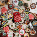 Mo Card Round Vintage Ad Prints Sticker Flakes in a Box