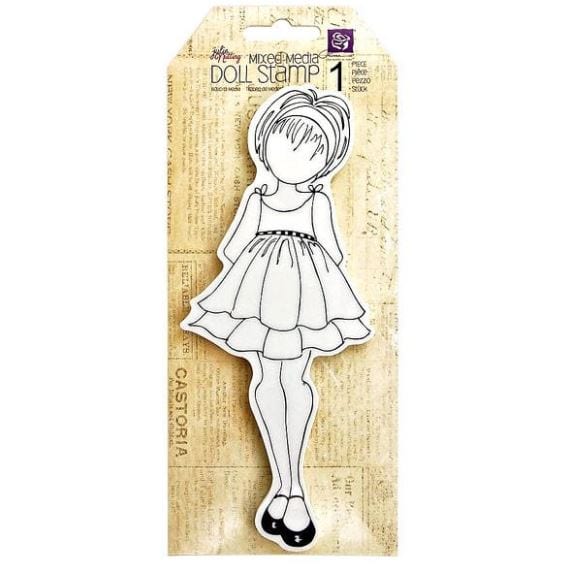 Prima Marketing Abby Ruffle Dress Julie Nutting Cling Rubber Stamps 3" x 7.75"