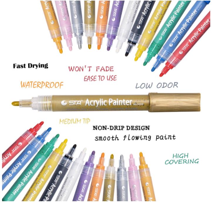 2mm STA Acrylic Paint Markers 12pcs/24pcs