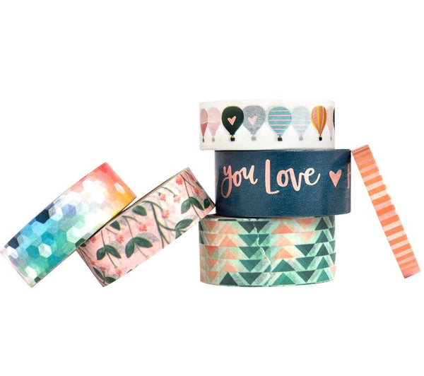 Amy Tangerine Saturday Afternoon Washi Tape Set with Rose Gold One Canoe Two