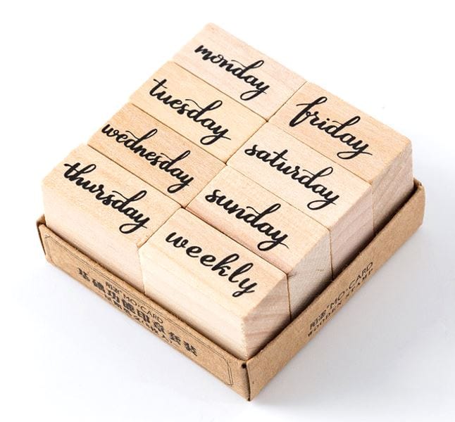 MoCard Script Days of the Week Rubber Stamp Set