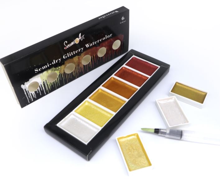 Semi-Dry Pearlescent Watercolor Set
