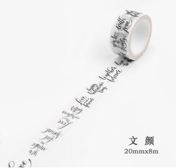 Twilight Sentiments Calligraphy Vintage Theme Masking Tape 20mm x 8m