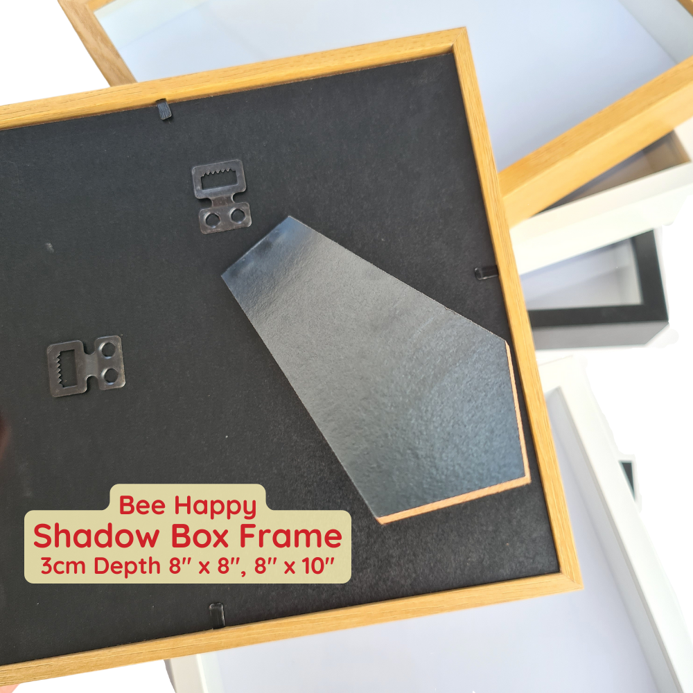 Bee Happy Shadow Box Frame w/ Glass Cover and Stand 3cm Depth (8