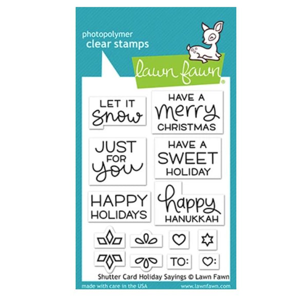 Lawn Fawn Shutter Card Holiday Sayings Clear Stamps 3" x 4"