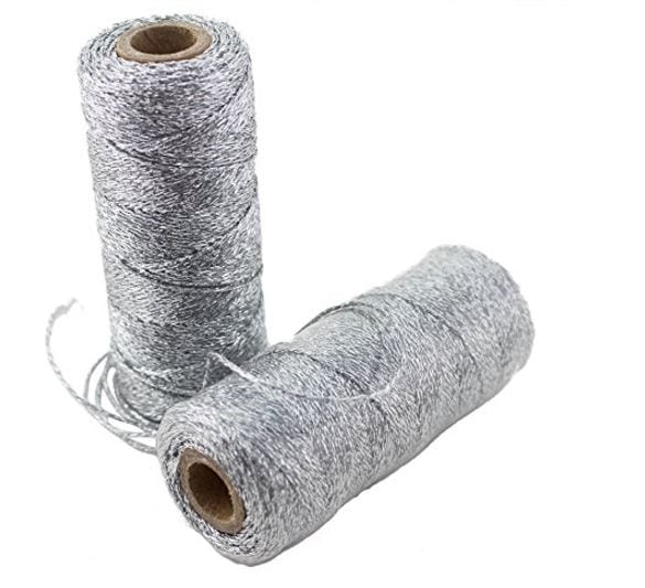 Solid Metallic Silver Thick 12-ply Baker's Twine