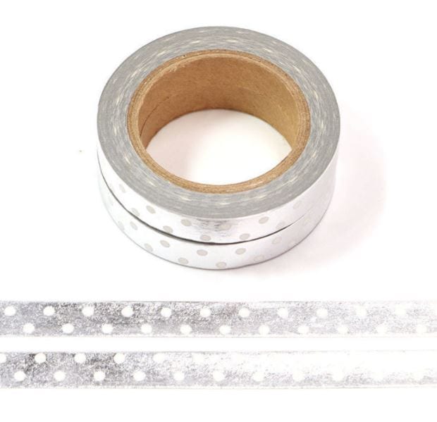 Polka on Silver Foil Washi Tape 2 Rolls 10mm x 10m