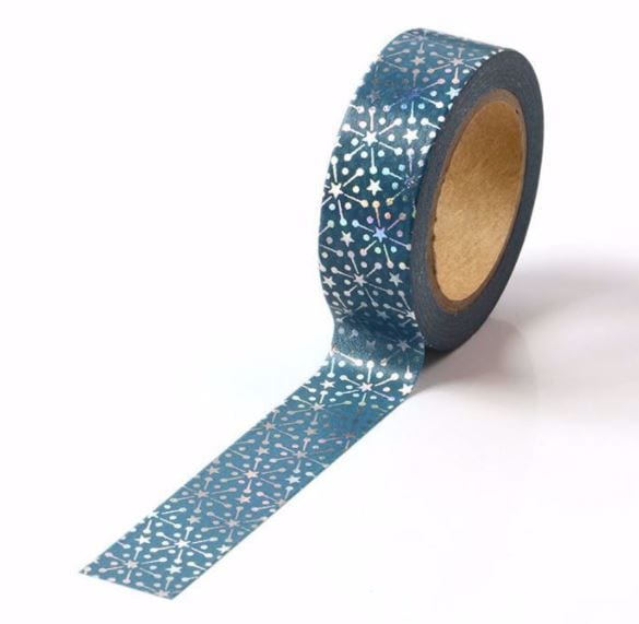 Foil Silver Laser on Blue Washi Tape 15mm x 10m