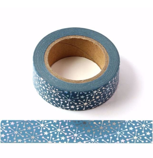 Foil Silver Laser on Blue Washi Tape 15mm x 10m