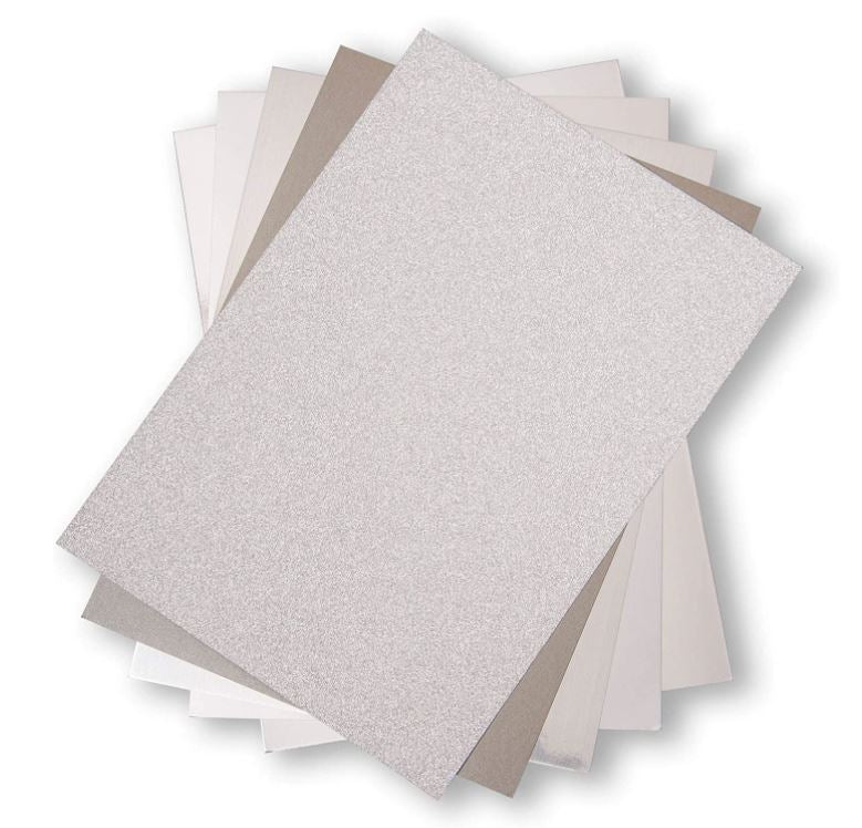Sizzix Surfacez Silver Opulent Cardstock Pack, A4 size 50PK 250Gsm