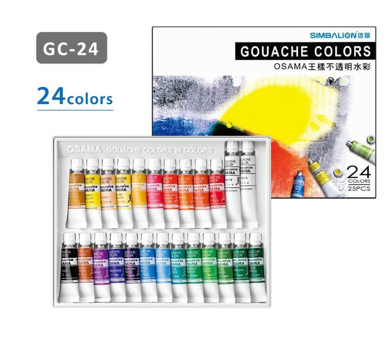 Simbalion Gouache Osama Colors 25 piece (24 Colors)