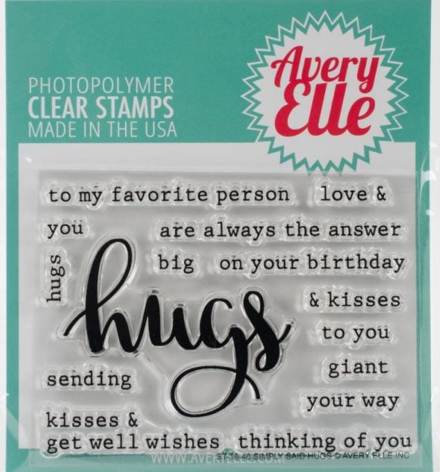 Avery Elle Simply Said Hugs Clear Stamps Stamps 3" x 4"