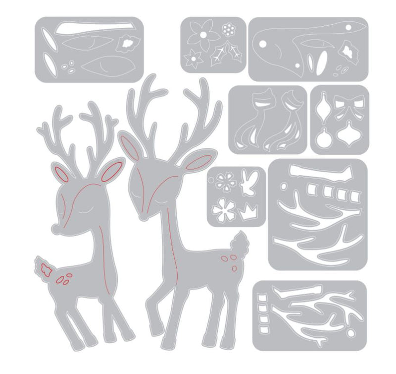 Sizzix Christmas Deer Thinlits Die Set 10PK by Jen Long