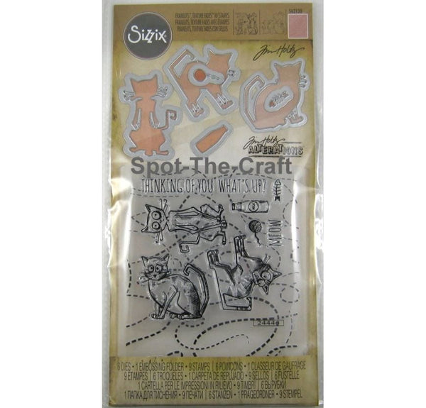 Sizzix Cat Chat Tim Holtz Alterations Stamp, Die & Texture Fade