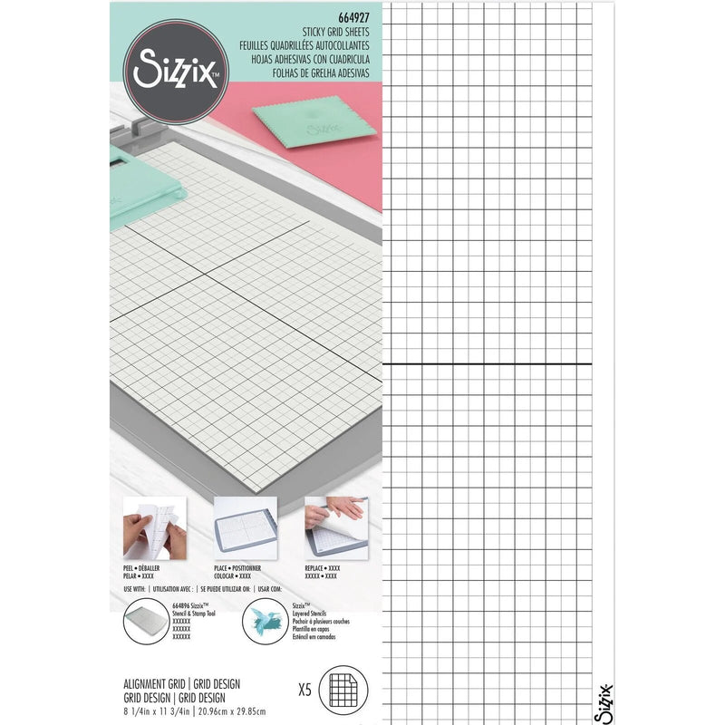Sizzix Accessory - Sticky Grid Sheets, 8 1/4" x 11 5/8", 5 Pack