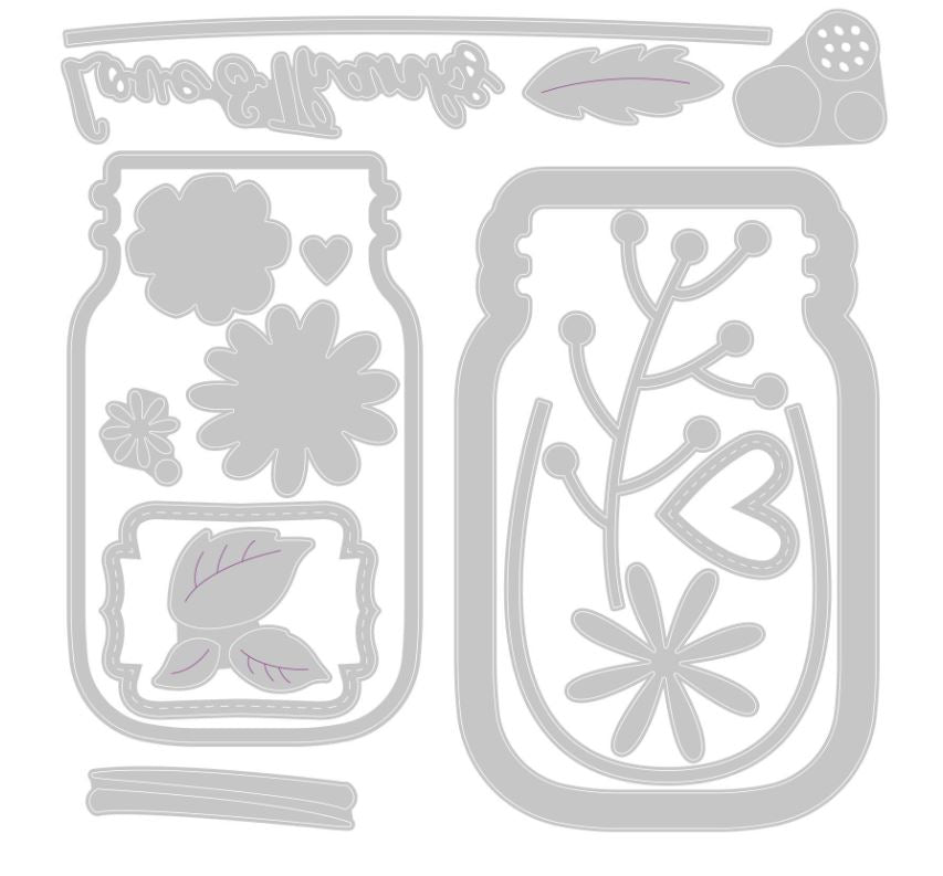 Sizzix Jar of Flowers Thinlits Die Set 17PK by Lisa Jones