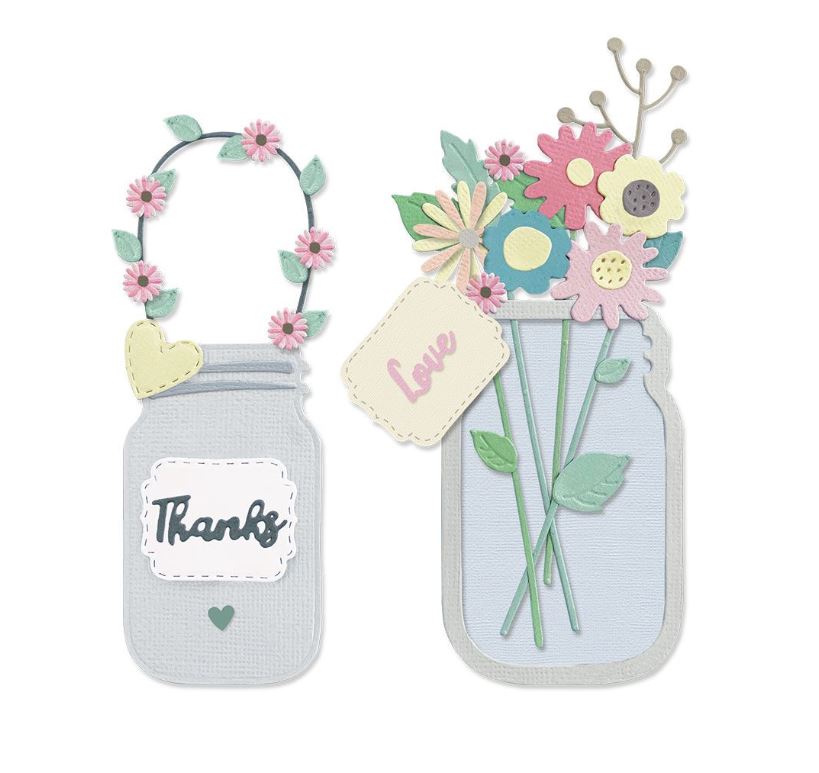 Sizzix Jar of Flowers Thinlits Die Set 17PK by Lisa Jones