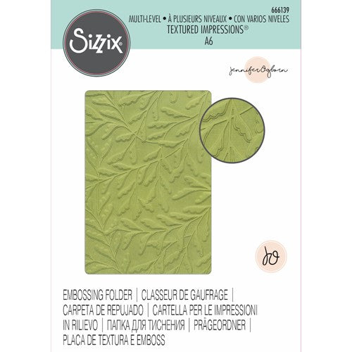 Products Sizzix Multi-Level Textured Impressions Embossing Folder - Delicate Leaves by Jennifer Ogborn