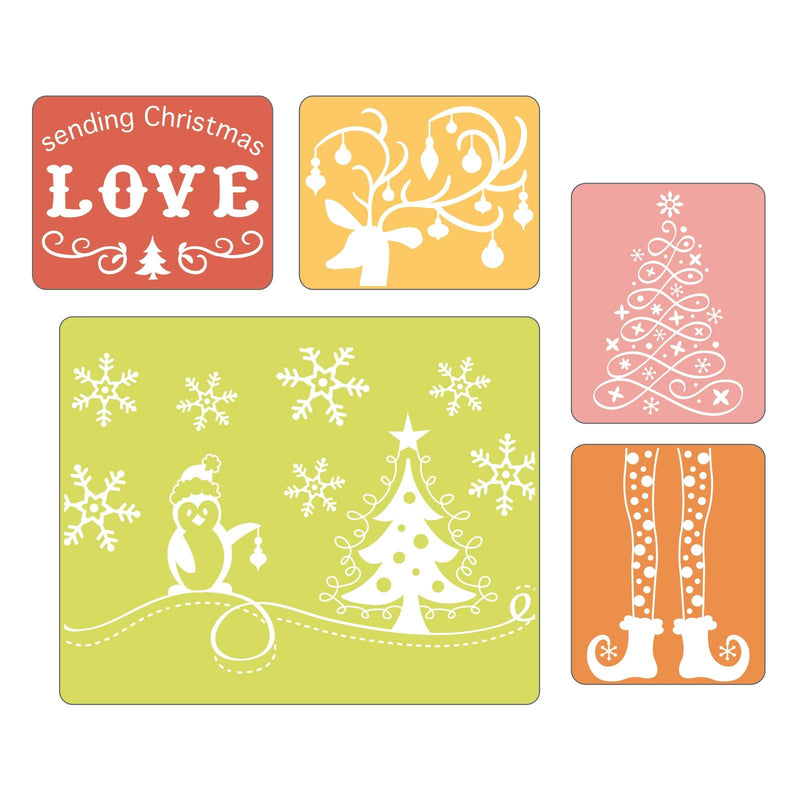 Sizzix Sending Christmas Love Set Textured Impressions Embossing Folders 5PK by Rachel Bright