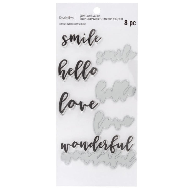 Recollections Smile Hello Love Wonderful Stamp and Die Set