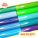 Bee Happy Blue, Green, Purple Shades HTV Heat Transfer Vinyl Soft PU (Iron On) 12" x 12" or 36"